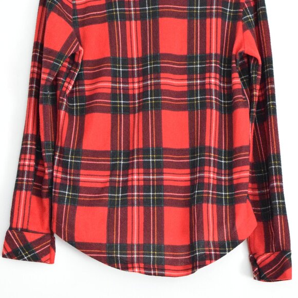 POLLY & ESTHER Red Plaid Button Up Crop Top with Jeweled Collar | Size XS - Picture 8 of 9